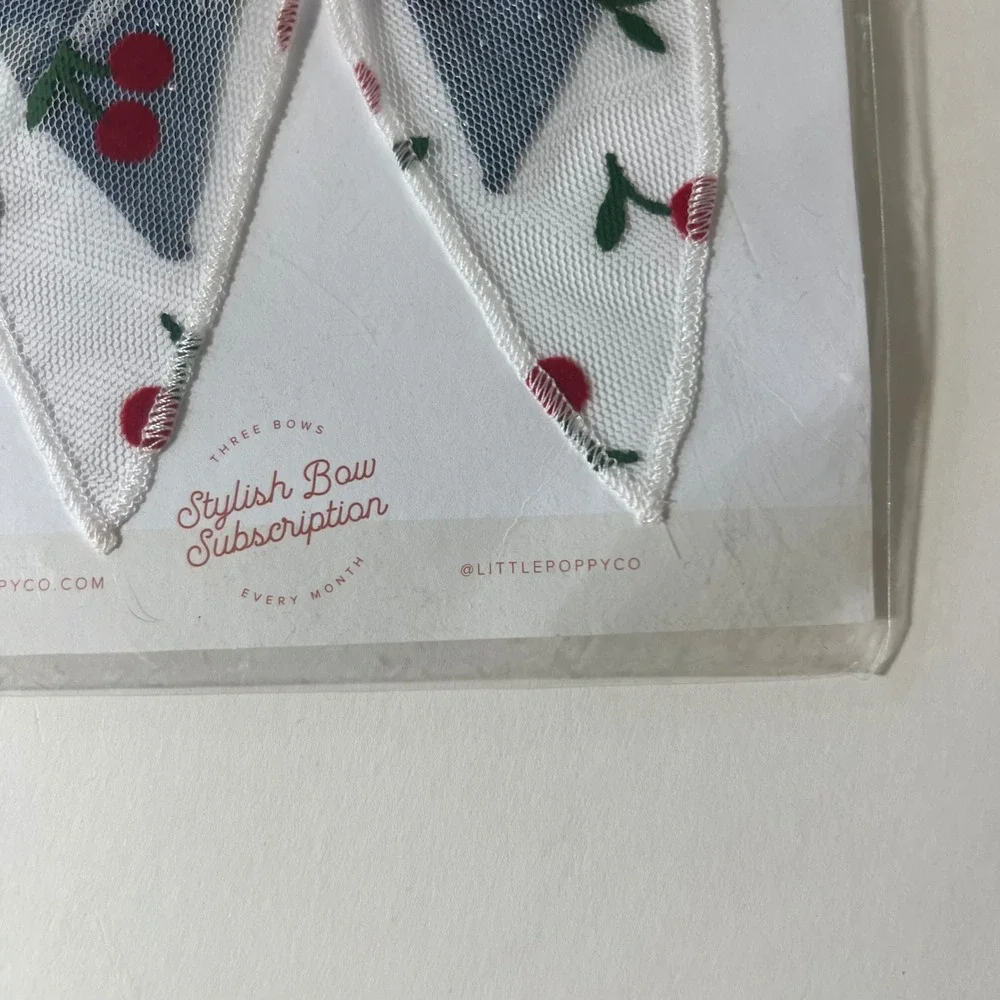 Little Poppy Co The Cherry Bow Clip Set NIP Red Blue White